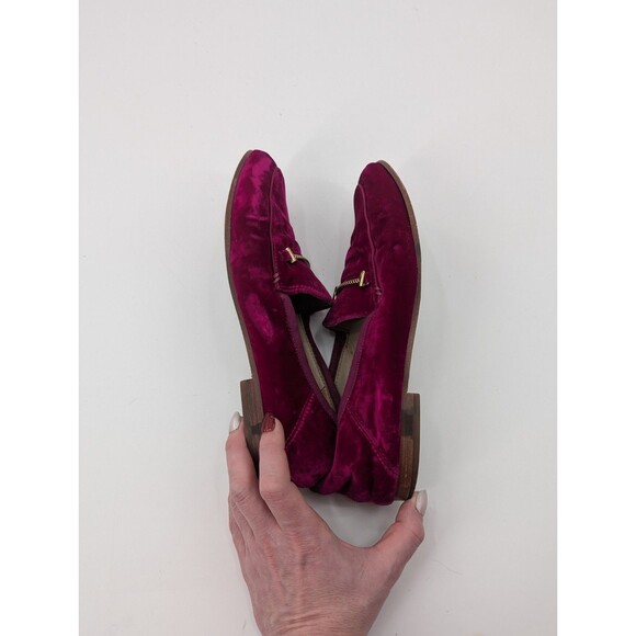 Sam Edelman Lorraine Velvet Fushia Pink Velou Slip on Loafers Gold Accent Size 7 - Picture 11 of 12